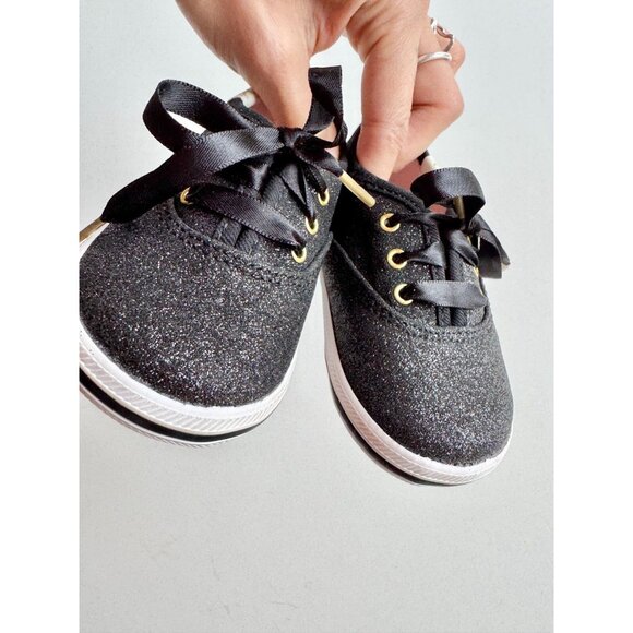 NWOB Baby KEDS x KATE SPADE Champion Glitter Crib Black Sneakers, Size 3M - Picture 4 of 10